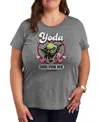 Hybrid Apparel Plus Size Star Wars Yoda One For Me Graphic Crewneck T-shirt In Grey