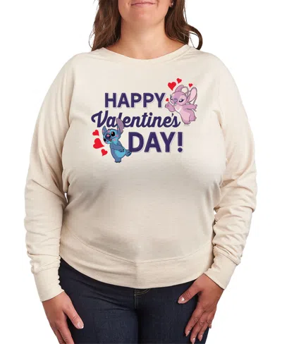 Hybrid Apparel Plus Size Stitch Happy Valentine's Day Crew Neck T-shirt In Beige,khaki