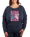 Hybrid Apparel Plus Size Stitch Valentines Day Kiss Kiss Kiss Crew Neck T-shirt In Blue