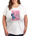 Hybrid Apparel Plus Size Stitch Valentines Day Kiss Kiss Kiss Graphic Crew Neck T-shirt In White