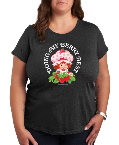 Hybrid Apparel Plus Size Strawberry Shortcake Berry Best Graphic Pullover T-shirt In Gray