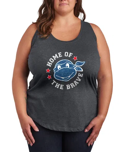 Hybrid Apparel Plus Size Teenage Mutant Ninja Turtles Born Raised Usa Racerback Graphic Tank Top In Gray