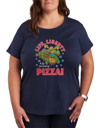 Hybrid Apparel Plus Size Teenage Mutant Ninja Turtles Life Liberty Pursuit Of Pizza Short-sleeve Graphic T-shirt In Blue