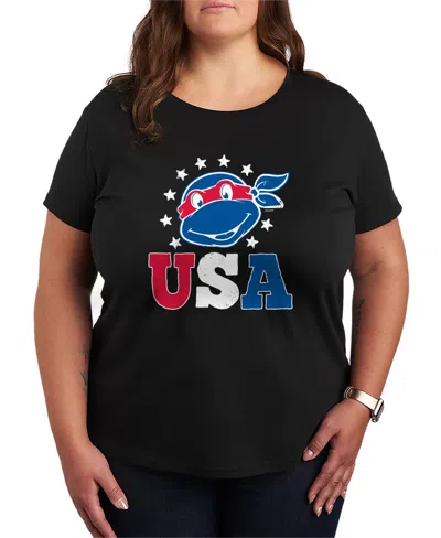 Hybrid Apparel Plus Size Teenage Mutant Ninja Turtles Usa Turtles Short-sleeve Graphic T-shirt In Black