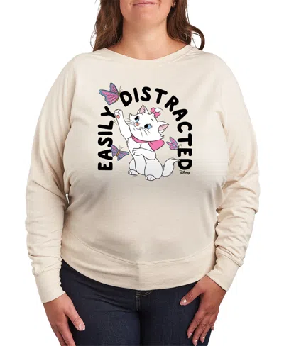 Hybrid Apparel Plus Size The Aristocats Easily Distracted Graphic Pullover T-shirt In Beige,khaki