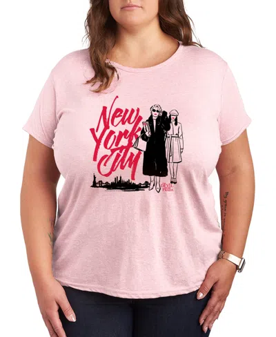 Hybrid Apparel Plus Size The Devil Wears Prada New York City Andy And Miranda Short-sleeve T-shirt In Pink