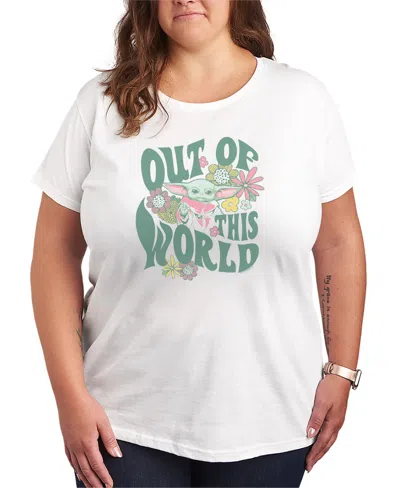 Hybrid Apparel Plus Size The Mandalorian Out Of This World Grogu Graphic T-shirt In White