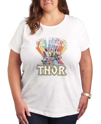 Hybrid Apparel Plus Size Thor Faded Rainbow Short-sleeve Graphic T-shirt In White