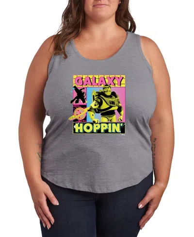 Hybrid Apparel Plus Size Toy Story 4 Buzz Galaxy Hoppin Racerback Sleeveless Tank Top In Gray