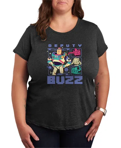 Hybrid Apparel Plus Size Toy Story 5 Deputy Buzz Short-sleeve Graphic T-shirt In Gray