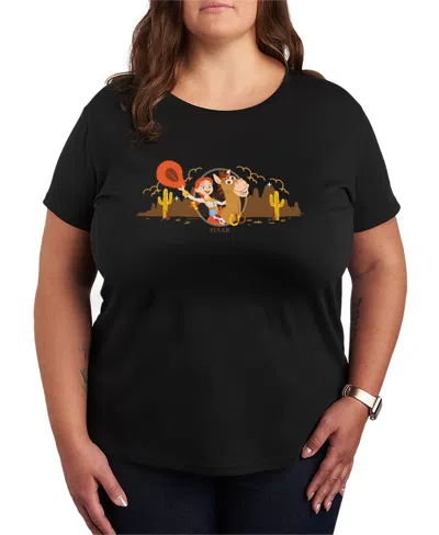 Hybrid Apparel Plus Size Toy Story 5 Jessie Riding Bullseye Western Short-sleeve Graphic T-shirt In Black