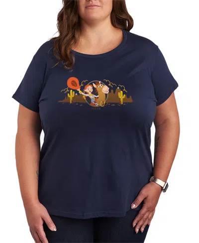 Hybrid Apparel Plus Size Toy Story 5 Jessie Riding Bullseye Western Short-sleeve Graphic T-shirt In Blue