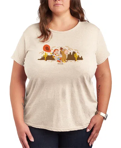 Hybrid Apparel Plus Size Toy Story 5 Jessie Riding Bullseye Western Short-sleeve Graphic T-shirt In Neutral