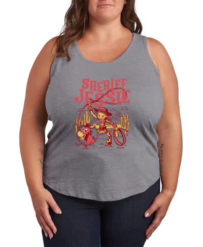 Hybrid Apparel Plus Size Toy Story 5 Sheriff Jessie Western Poster Racerback Sleeveless Tank Top In Gray