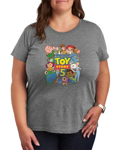 Hybrid Apparel Plus Size Toy Story 5 Woody And Friends Collage Short-sleeve Graphic T-shirt In Gray