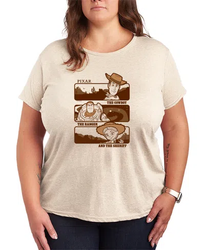 Hybrid Apparel Plus Size Toy Story 5 Woody Buzz Jessie Stack Short-sleeve Graphic T-shirt In Neutral