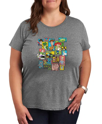 Hybrid Apparel Plus Size Toy Story Grid Short-sleeve Graphic T-shirt In Gray