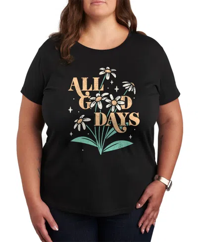 Hybrid Apparel Plus Size Trendy All Good Graphic Crew Neck T-shirt In Black