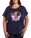 Hybrid Apparel Plus Size Trendy Barbie Heart Graphic Crew Neck T-shirt In Blue