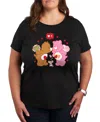 Hybrid Apparel Plus Size Trendy Care Bears Valentine's Day Graphic Crew Neck T-shirt In Black