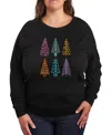 Hybrid Apparel Plus Size Trendy Christmas Trees Graphic Pullover Top In Black