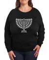 Hybrid Apparel Plus Size Trendy Decorative Menorah Graphic Pullover Top In Black