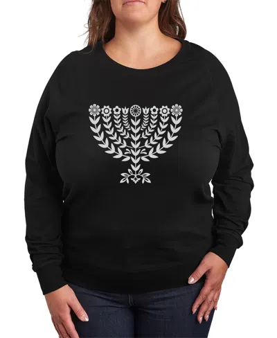 Hybrid Apparel Plus Size Trendy Decorative Menorah Graphic Pullover Top In Black