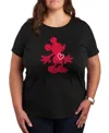 Hybrid Apparel Plus Size Disney Mickey Heart Graphic Crew Neck Top In Black