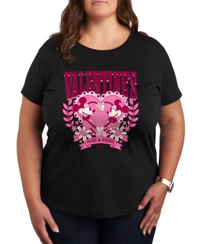 Hybrid Apparel Plus Size Trendy Disney Valentine's Day Graphic Crew Neck T-shirt In Grey