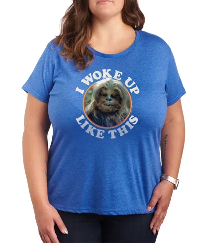 Hybrid Apparel Plus Size Trendy I Woke Up Classics Graphic Crewneck T-shirt In Blue