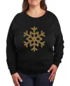 Hybrid Apparel Plus Size Trendy Leopard Snowflake Graphic Pullover Top In Black