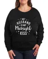 Hybrid Apparel Plus Size Trendy Midnight Kiss Graphic Pullover Top In Black