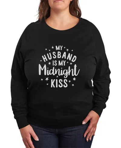 Hybrid Apparel Plus Size Trendy Midnight Kiss Graphic Pullover Top In Black