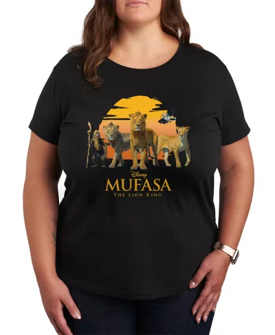 Hybrid Apparel Plus Size Trendy Mufasa Graphic Crew Neck T-shirt In Black