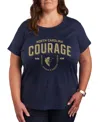 Hybrid Apparel Plus Size Trendy North Carolina Courage Graphic Crew Neck T-shirt In Blue