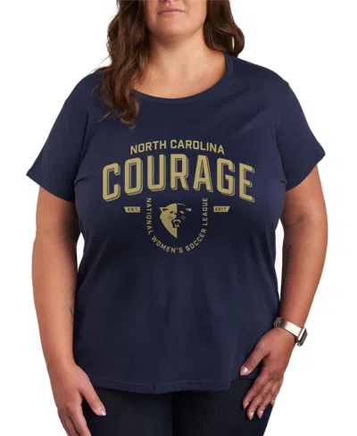 Hybrid Apparel Plus Size Trendy North Carolina Courage Graphic Crew Neck T-shirt In Blue