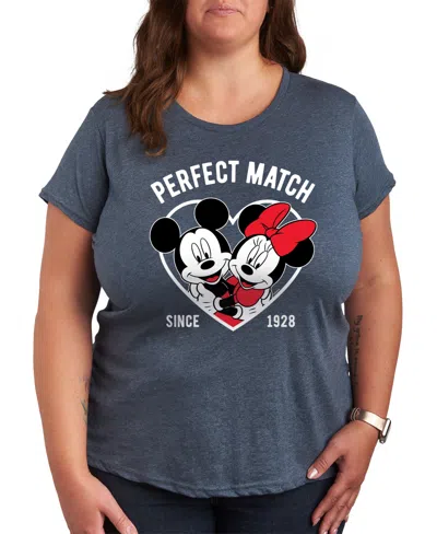 Hybrid Apparel Plus Size Trendy Perfect Match Graphic Crew Neck T-shirt In Blue