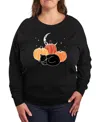 Hybrid Apparel Plus Size Trendy Pumpkin Cat Graphic Pullover Top In Black
