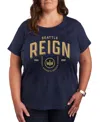 Hybrid Apparel Plus Size Trendy Seattle Reign Graphic Crew Neck T-shirt In Blue