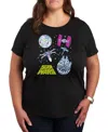 Hybrid Apparel Plus Size Trendy Star Wars Classics Graphic Crewneck T-shirt In Black