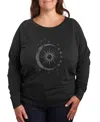 Hybrid Apparel Plus Size Trendy Stars Moon Graphic Pullover Top In Black