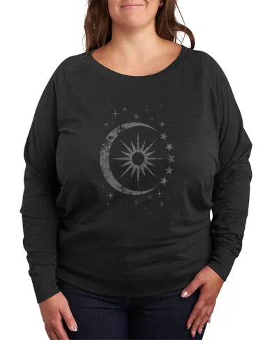 Hybrid Apparel Plus Size Trendy Stars Moon Graphic Pullover Top In Black