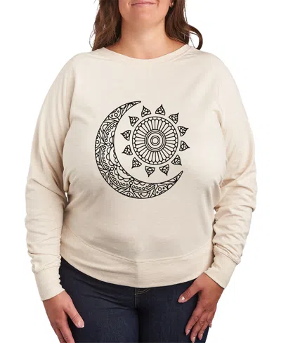 Hybrid Apparel Plus Size Trendy Sun Moon Graphic Pullover Top In Beige,khaki