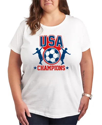 Hybrid Apparel Plus Size Usa Soccer Champions Graphic T-shirt In White