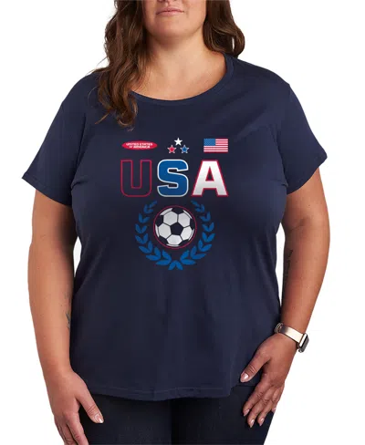Hybrid Apparel Plus Size Usa Soccer Jersey Graphic T-shirt In Blue