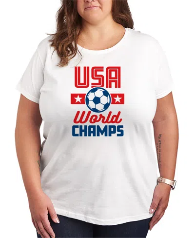 Hybrid Apparel Plus Size Usa Soccer World Champs Graphic T-shirt In White
