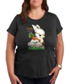 Hybrid Apparel Plus Size Vintage Easter Bunny Graphic Crew Neck T-shirt In Gray