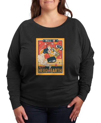 Hybrid Apparel Plus Size Wall-e New Hero Of Earth French Terry Long-sleeve T-shirt In Gray