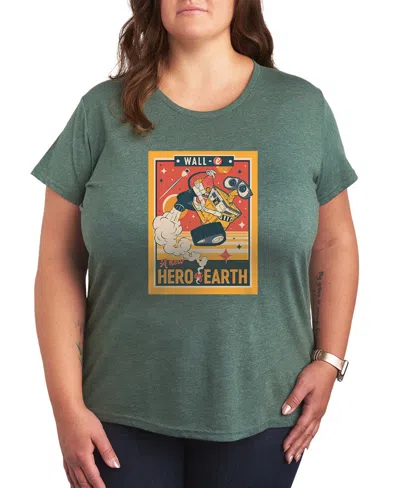 Hybrid Apparel Plus Size Wall-e New Hero Of Earth Short-sleeve Graphic T-shirt In Green