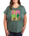 Hybrid Apparel Plus Size Wicked Elphaba Glinda Graphic Crew Neck T-shirt In Green